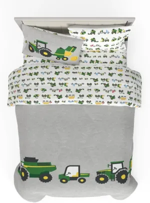 Franco Kids John Deere Farm Equipment Bedding 5 Piece Super Soft Comforter and Sheet Set, Full, (Officially Licensed Product)
