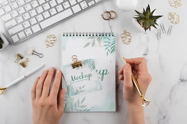 Free Flat Lay Of Elegant And Minimal Desk Psd