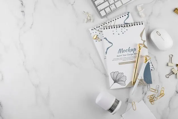 Free Flat Lay Of Elegant And Minimal Desk Psd