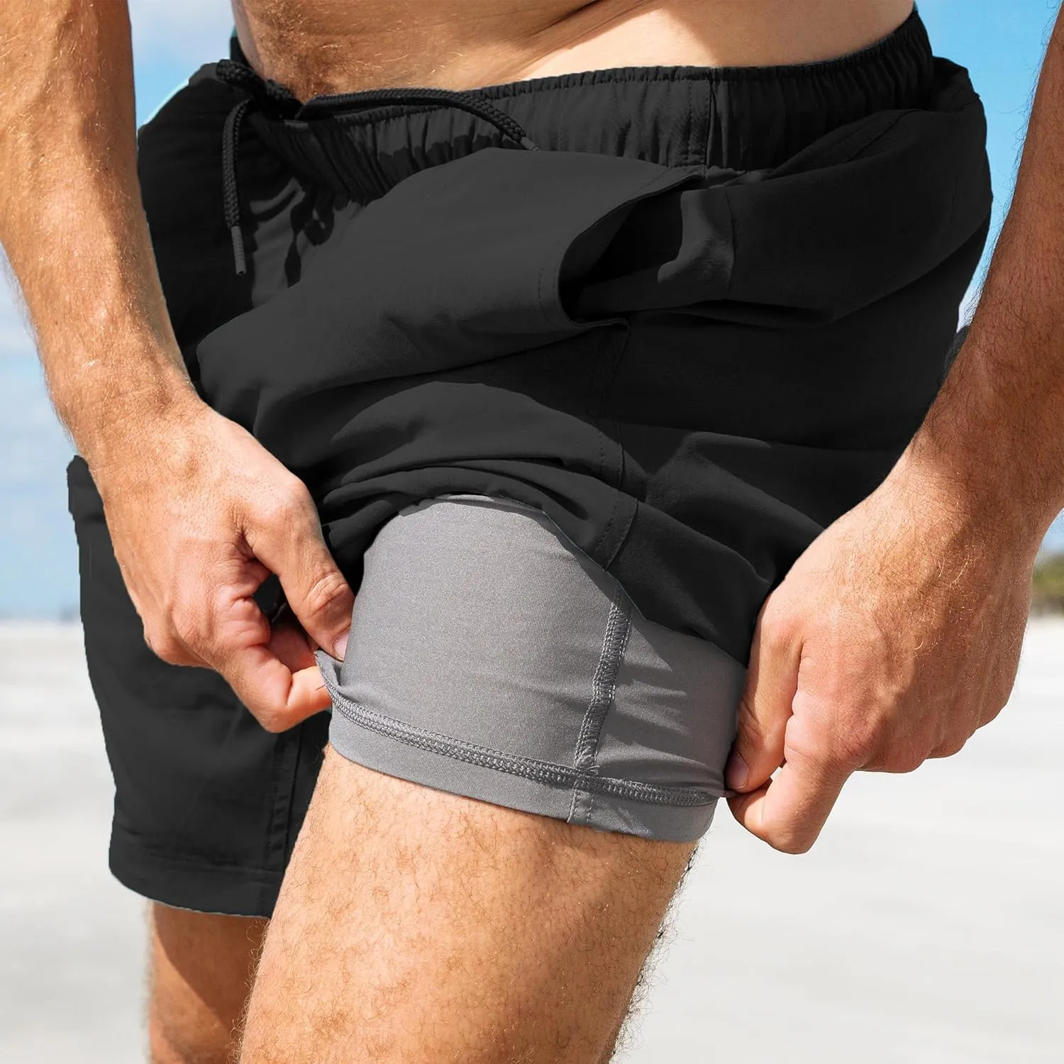Free Fly Men's Lined Breeze Short 7" Inseam - Quick-Dry Moisture-Wicking Shorts with Boxer Brief Liner Sun Protection UPF 50 