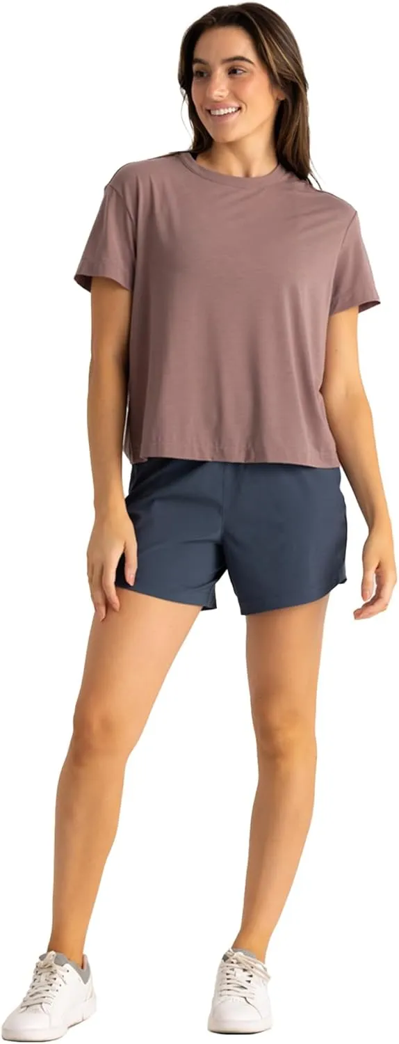 Free Fly Women's Lined Active Breeze Short - Odor Control, Sun Protection UPF 50  Womens Exercise Shorts - 5" Inseam