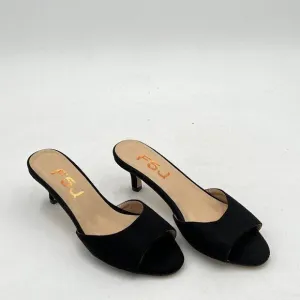 FSJ Women Cute Slip On Mule Summer Open Toe Kitten Low Heel Sandal Ladies Casual