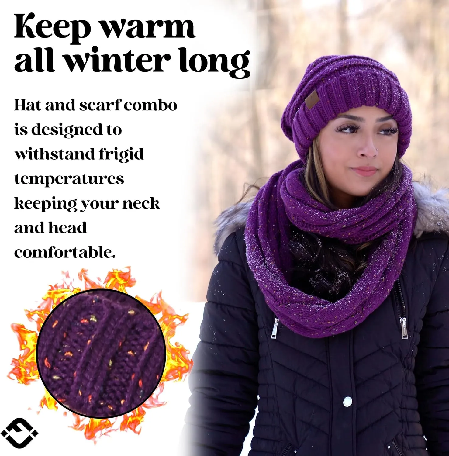 Funky Junque Premium Slouchy Beanie & Infinity Scarf Set - Mothers Day Gift - Warm Winter Bundle