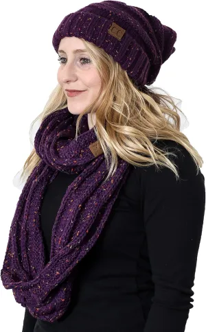 Funky Junque Premium Slouchy Beanie & Infinity Scarf Set - Mothers Day Gift - Warm Winter Bundle
