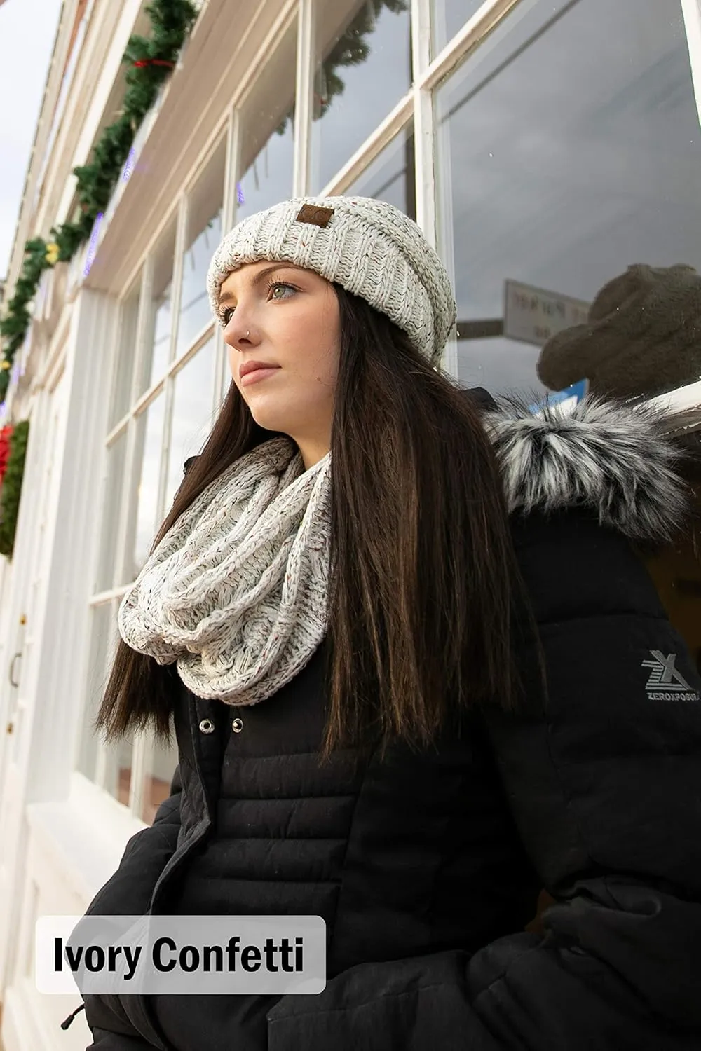 Funky Junque Premium Slouchy Beanie & Infinity Scarf Set - Mothers Day Gift - Warm Winter Bundle