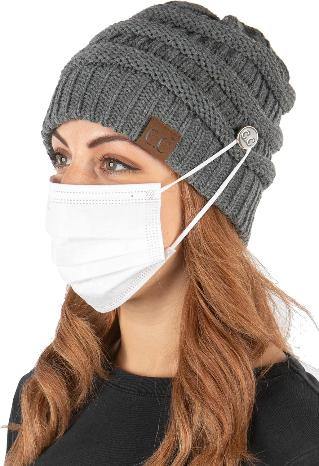 Funky Junque Women's Chunky Ribbed Knit Beanie with Stylish Side Buttons - Neutral Colors, Bright Colors, Value Packs