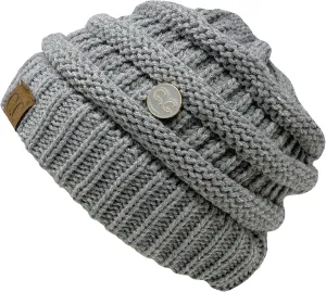 Funky Junque Women's Chunky Ribbed Knit Beanie with Stylish Side Buttons - Neutral Colors, Bright Colors, Value Packs
