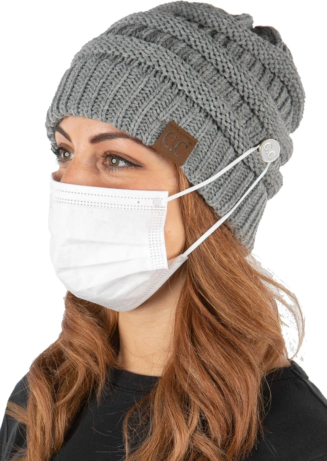Funky Junque Women's Chunky Ribbed Knit Beanie with Stylish Side Buttons - Neutral Colors, Bright Colors, Value Packs