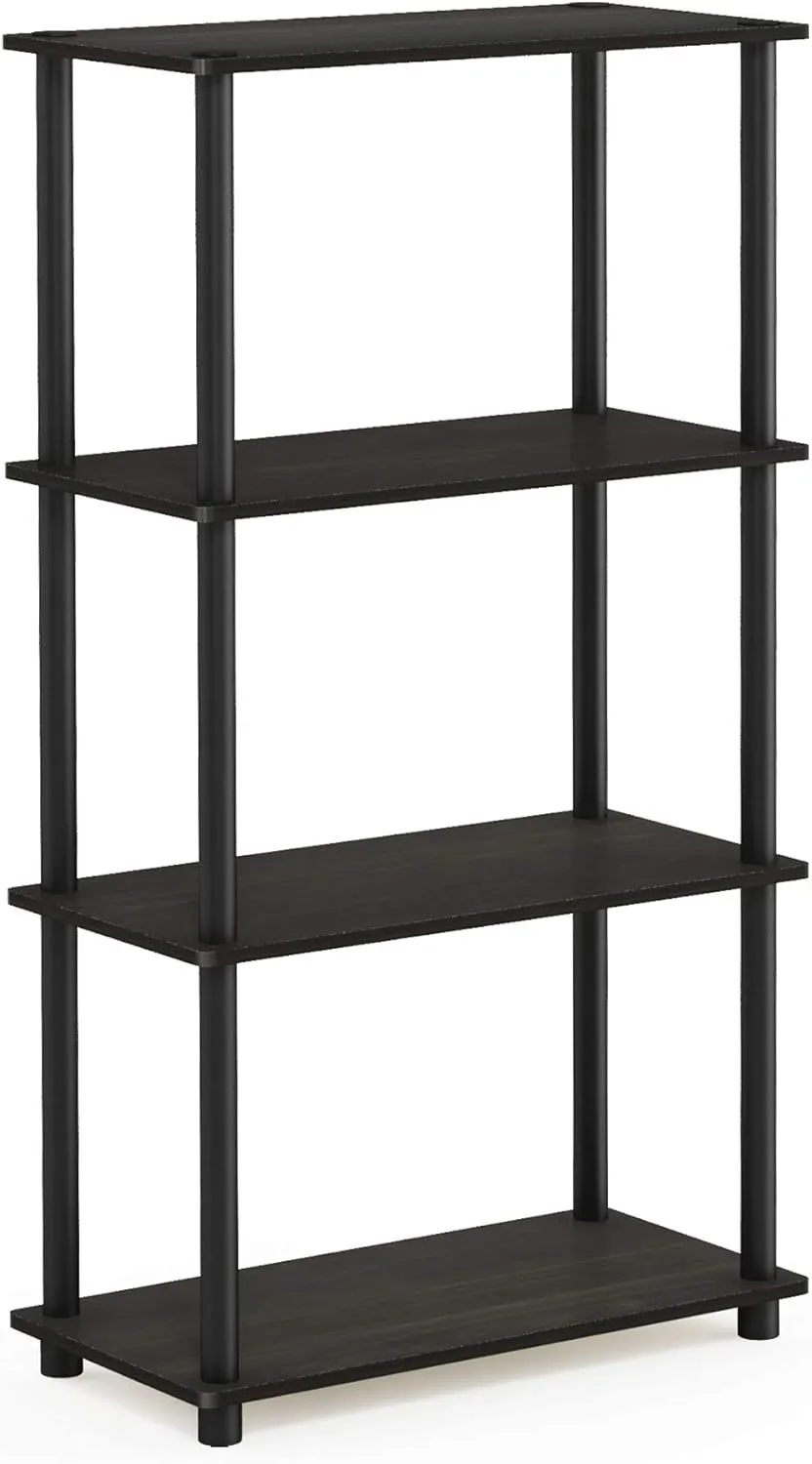 Furinno (99557EX/BK) Turn-N-Tube 4-Tier Multipurpose Shelf Display Rack - Espresso/Black