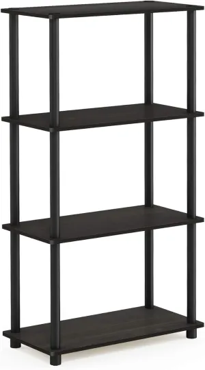 Furinno (99557EX/BK) Turn-N-Tube 4-Tier Multipurpose Shelf Display Rack - Espresso/Black