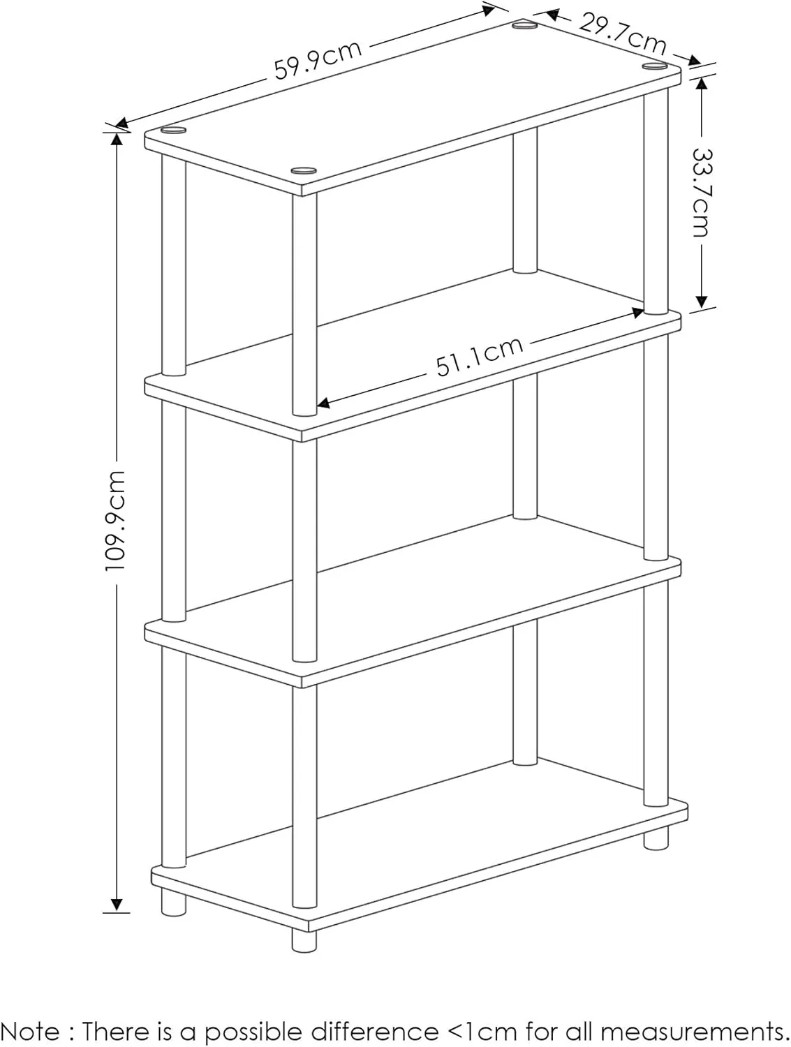 Furinno (99557EX/BK) Turn-N-Tube 4-Tier Multipurpose Shelf Display Rack - Espresso/Black
