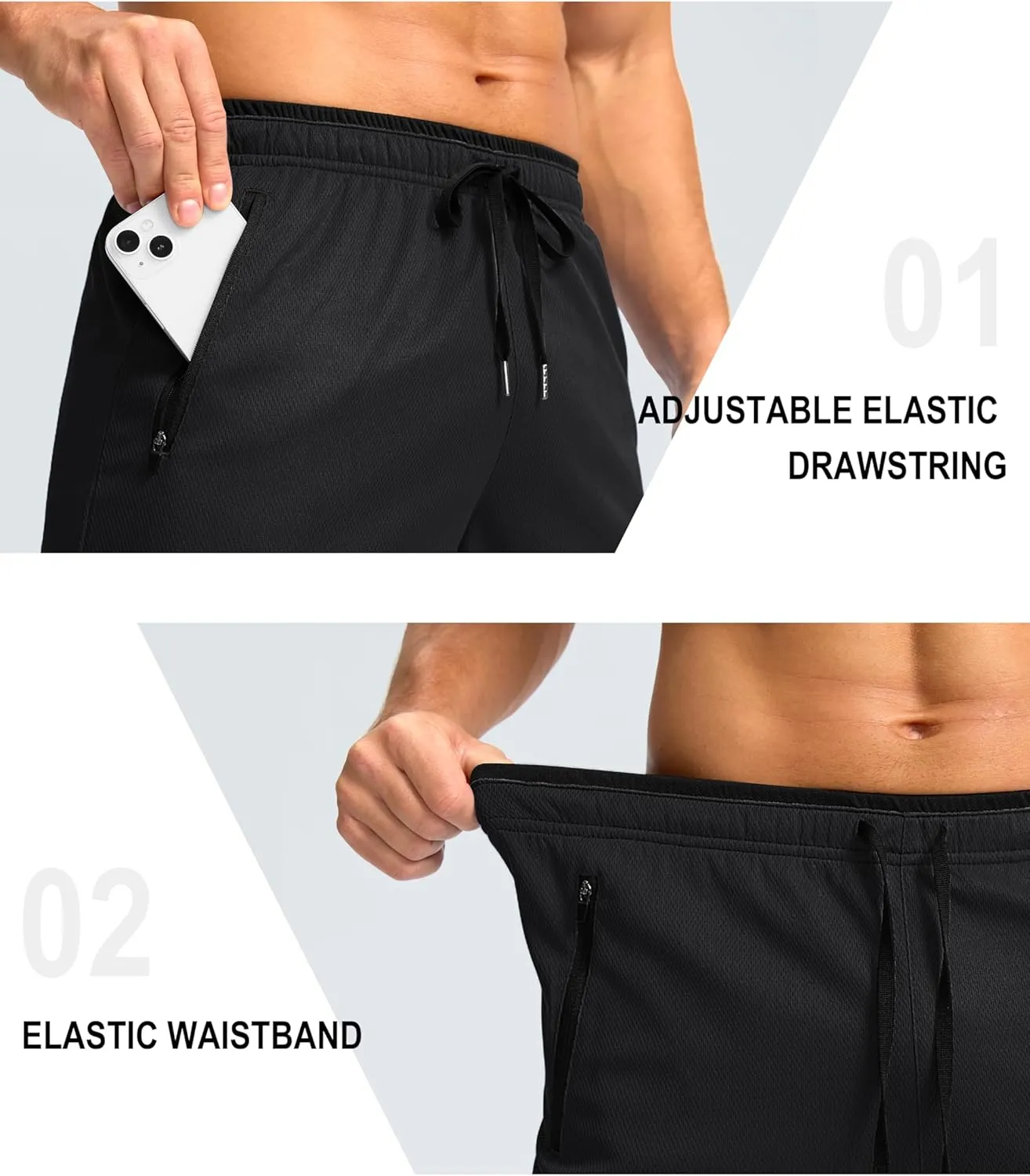 G Gradual Men's Gym Shorts wtih Zipper Pocket 9" Athletic Basketball Mesh Shorts for Men Workout Quick Dry Lightiweight
