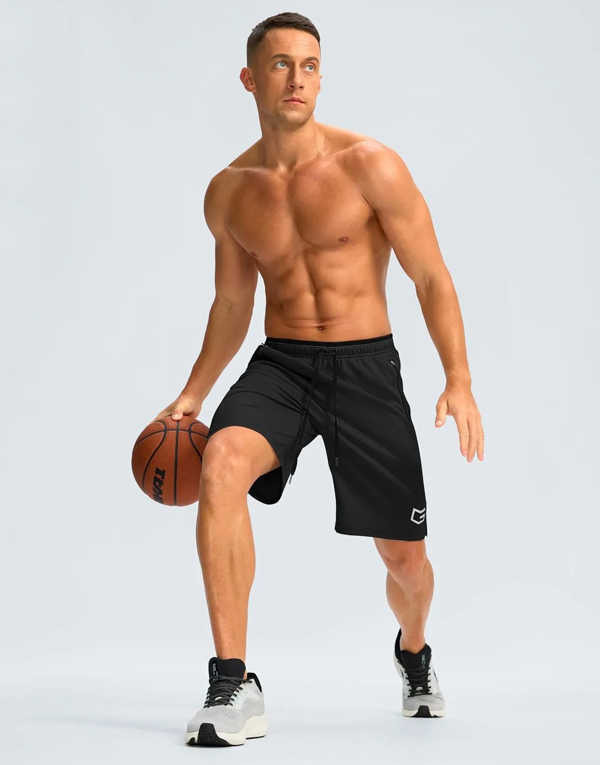 G Gradual Men's Gym Shorts wtih Zipper Pocket 9" Athletic Basketball Mesh Shorts for Men Workout Quick Dry Lightiweight