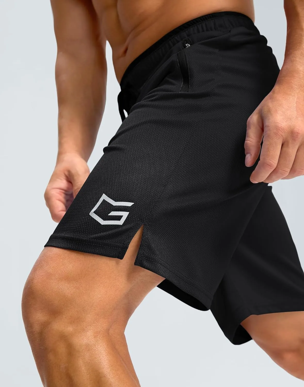 G Gradual Men's Gym Shorts wtih Zipper Pocket 9" Athletic Basketball Mesh Shorts for Men Workout Quick Dry Lightiweight
