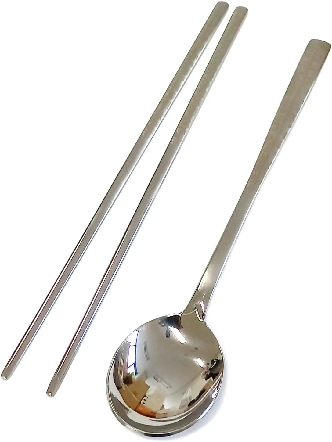 GARASANI Korean Traditional Cutlery Stainless Steel Spoons and Chopsticks Set (Silver Hunminjeongeum)