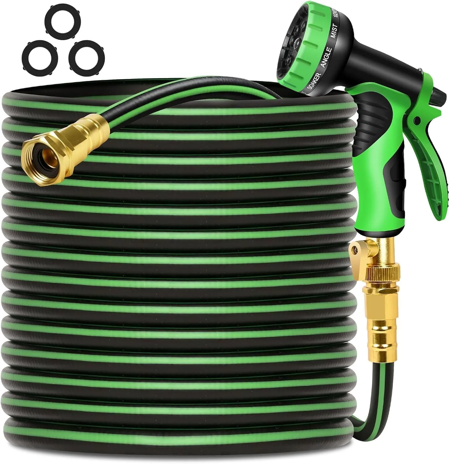 Garden Hose 50 ft Water Hose Flexible Durable 5 Layers TPV No Kink Lightweight Flex Long Hybrid Hoses Heavy Duty with 3/4’’ Brass Fittings-10 Way Nozzle Collapsible Outdoor Pipe for Yard Lawn