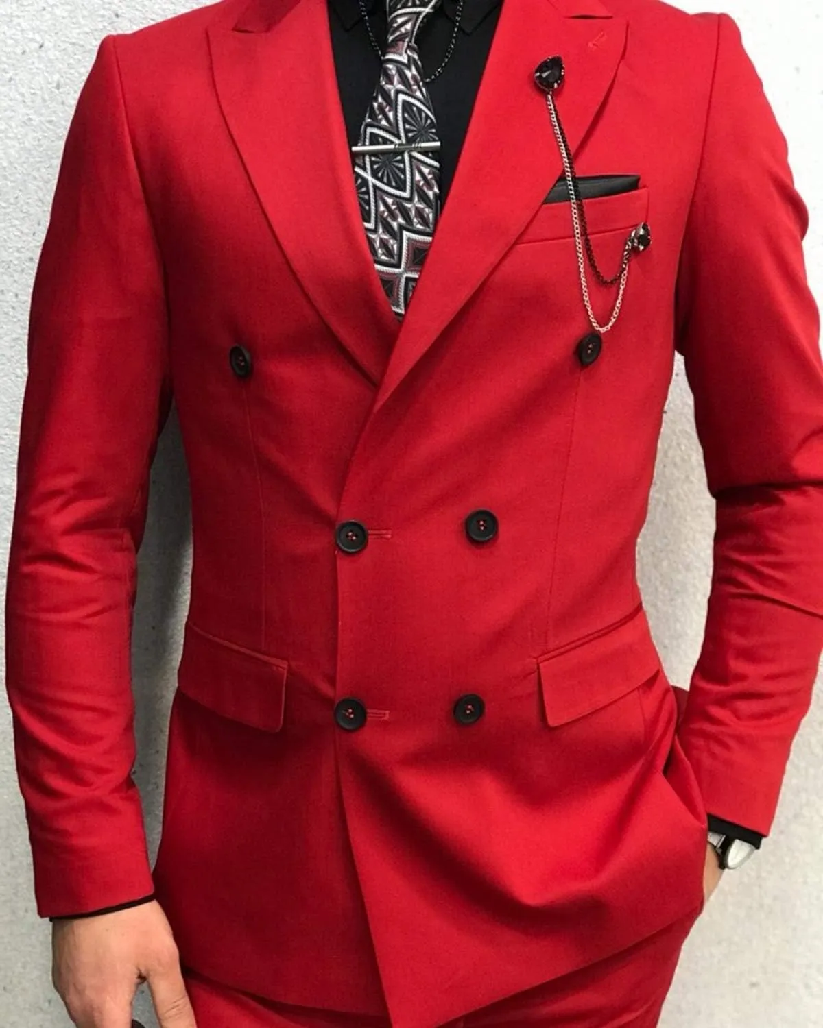 GATMSTZ Men Stylish Peak Lapel 2 Piece Suit Double Breasted Wedding Party Tuxedo