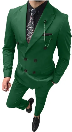 GATMSTZ Men Stylish Peak Lapel 2 Piece Suit Double Breasted Wedding Party Tuxedo