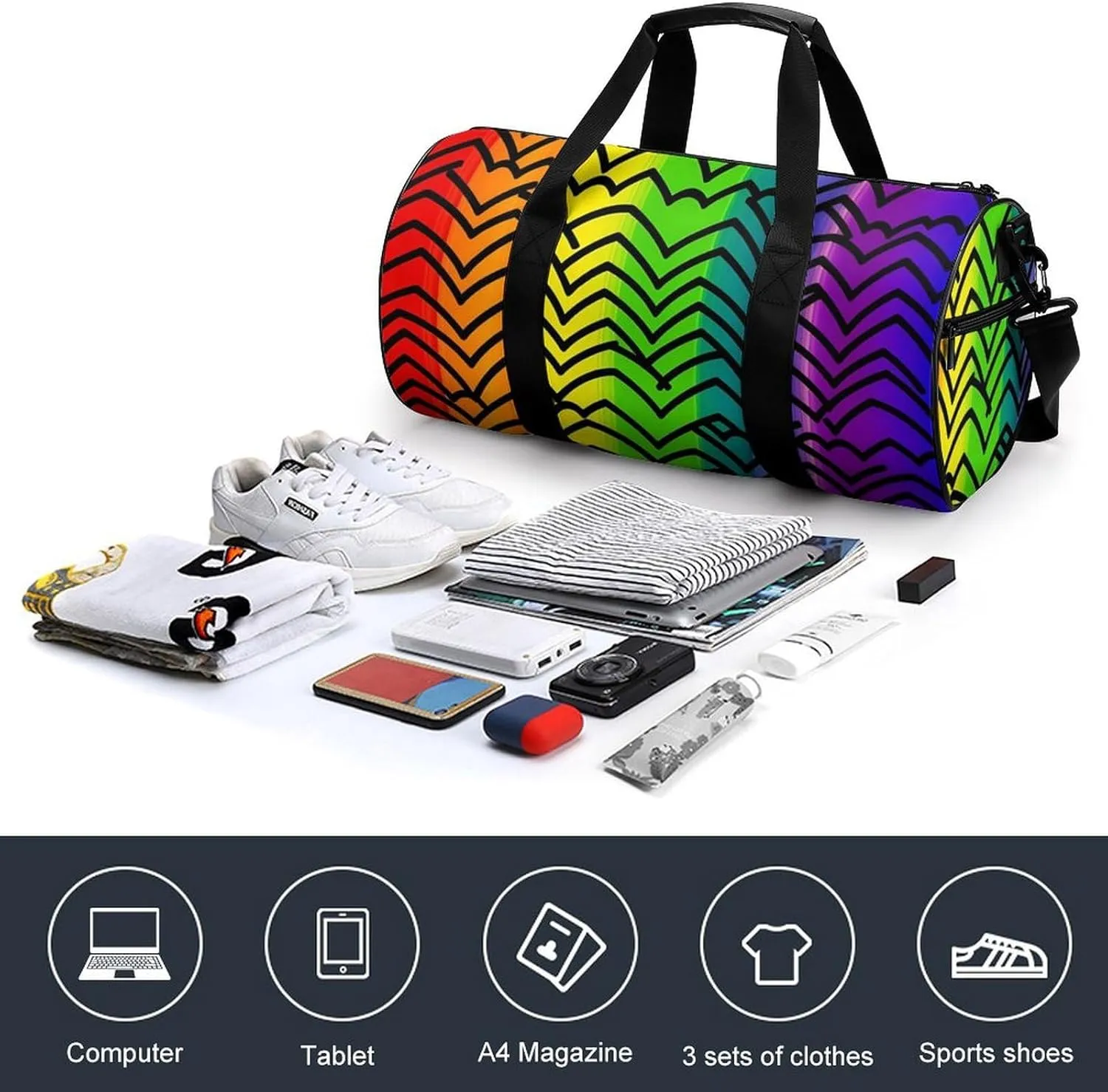 Gay Pride Rainbow Pattern Duffel Bag for Men Women Gym Bag Sports Small Overnight Bag for Travel Weekender