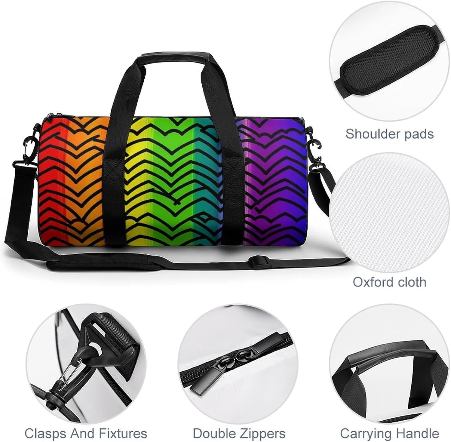 Gay Pride Rainbow Pattern Duffel Bag for Men Women Gym Bag Sports Small Overnight Bag for Travel Weekender