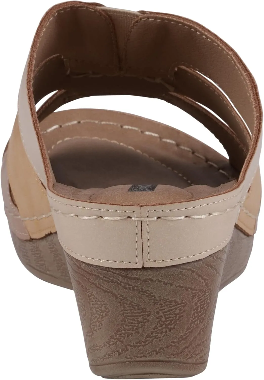 G.C. Shoes Women's Two-Tone Triple Band slip on wedge Sandals
