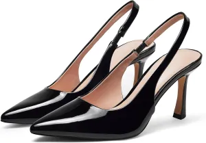 GENSHUO Women's Slingback Heels Closed Pointed Toe Dress Pumps Shoes Slip On 4 Inch High Stiletto Comfortable Sexy Wedding Work Casual Prom Party