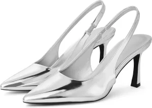 GENSHUO Women's Slingback Heels Closed Pointed Toe Dress Pumps Shoes Slip On 4 Inch High Stiletto Comfortable Sexy Wedding Work Casual Prom Party
