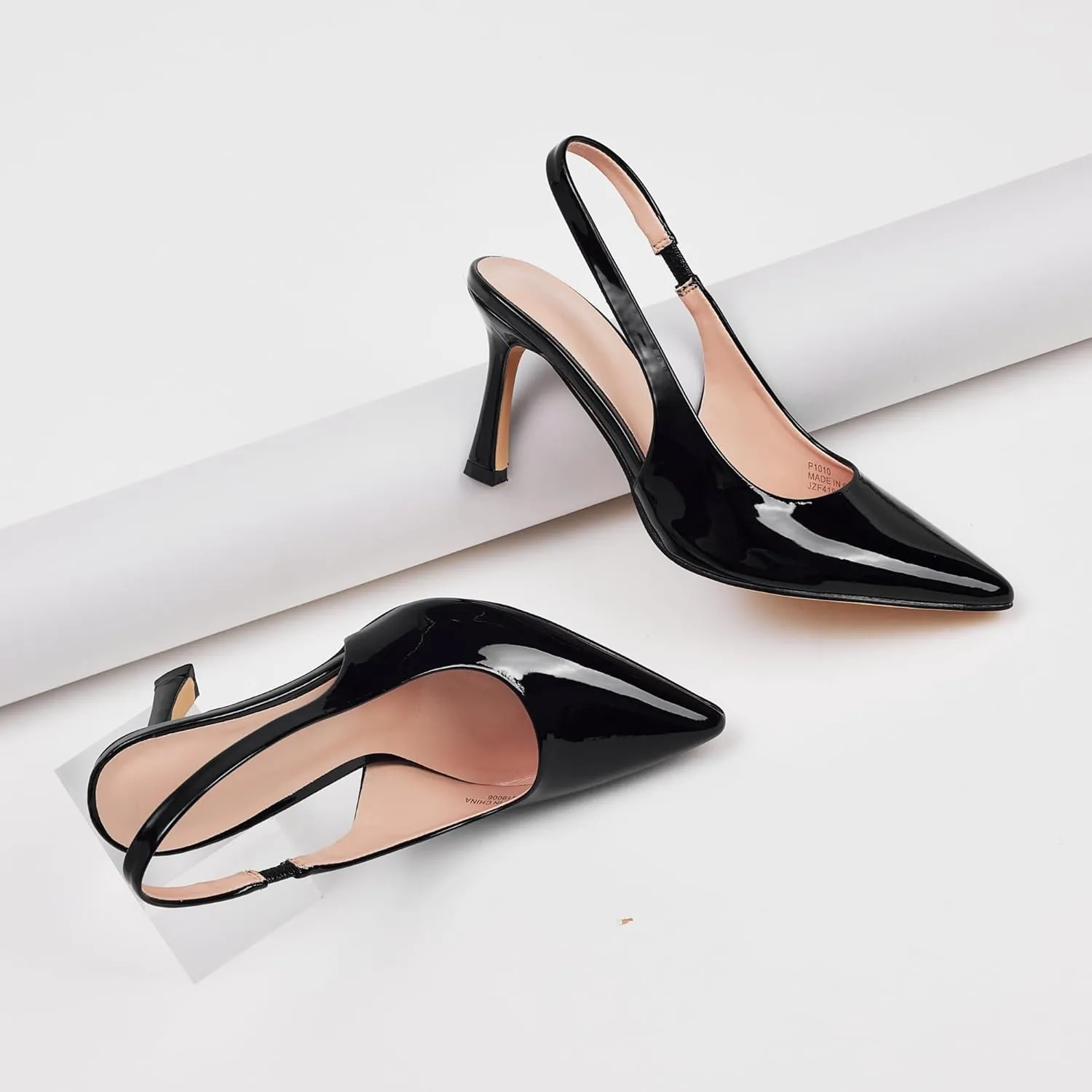 GENSHUO Women's Slingback Heels Closed Pointed Toe Dress Pumps Shoes Slip On 4 Inch High Stiletto Comfortable Sexy Wedding Work Casual Prom Party