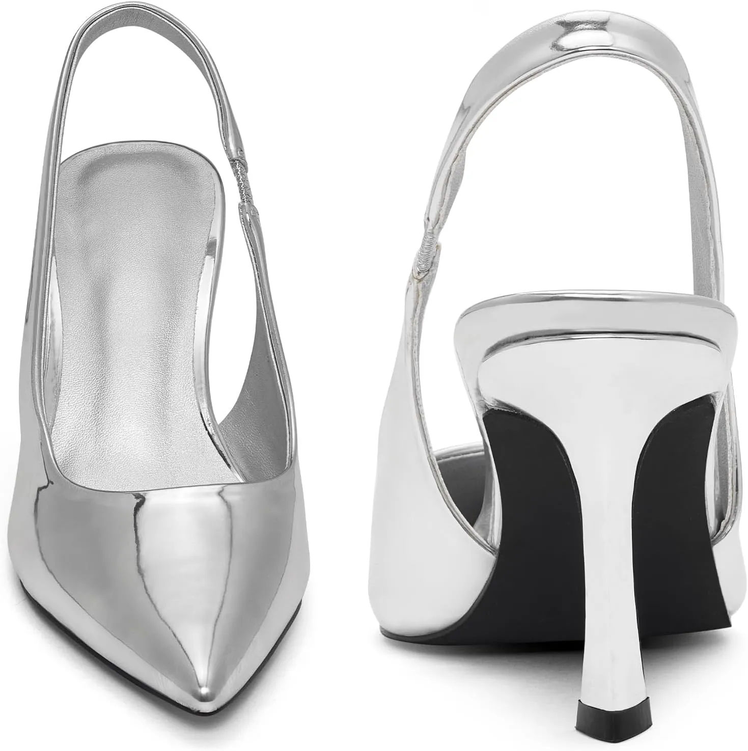 GENSHUO Women's Slingback Heels Closed Pointed Toe Dress Pumps Shoes Slip On 4 Inch High Stiletto Comfortable Sexy Wedding Work Casual Prom Party