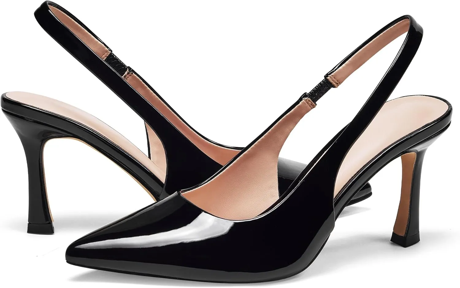 GENSHUO Women's Slingback Heels Closed Pointed Toe Dress Pumps Shoes Slip On 4 Inch High Stiletto Comfortable Sexy Wedding Work Casual Prom Party
