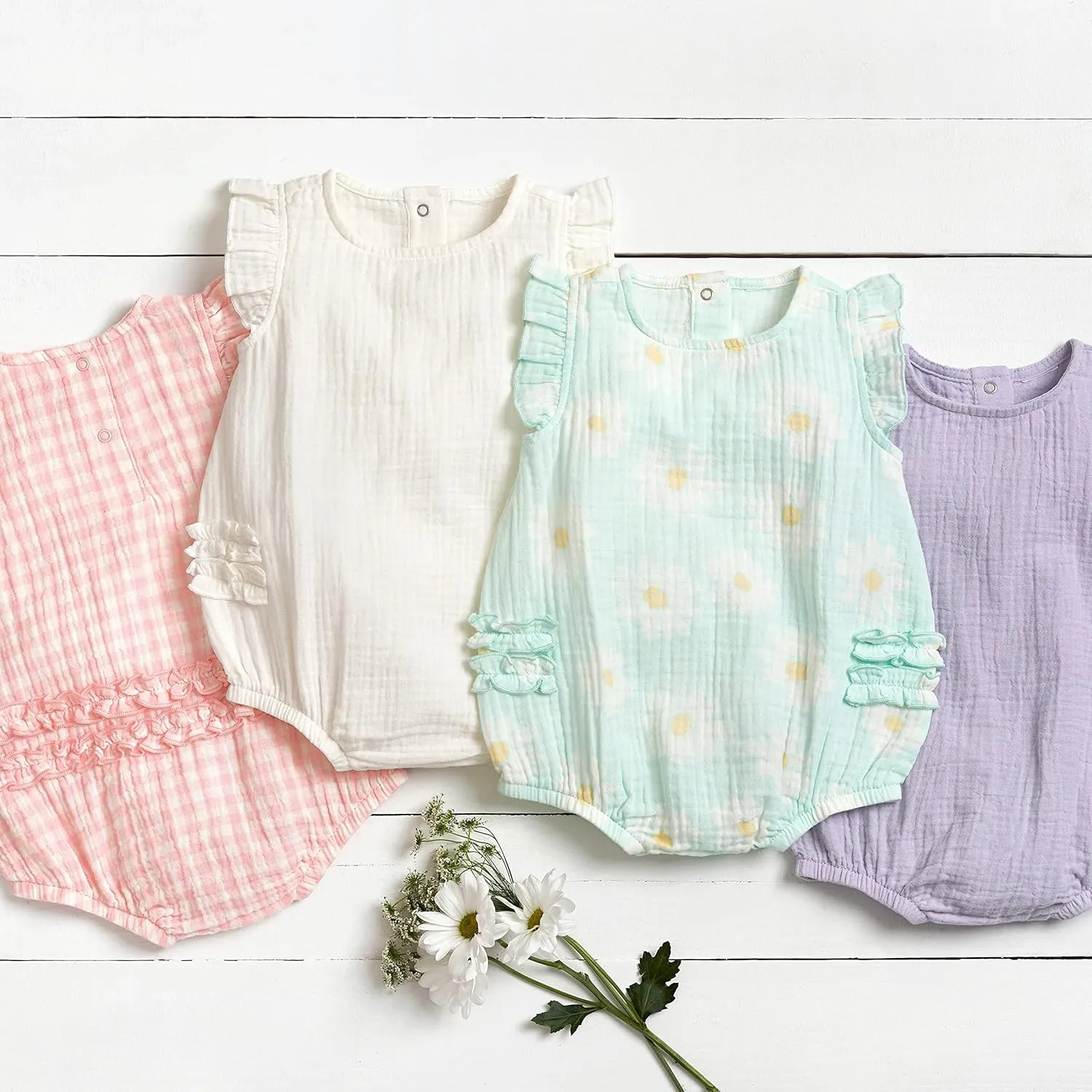 Gerber Baby Girls' Sleeveless Ruffle Romper