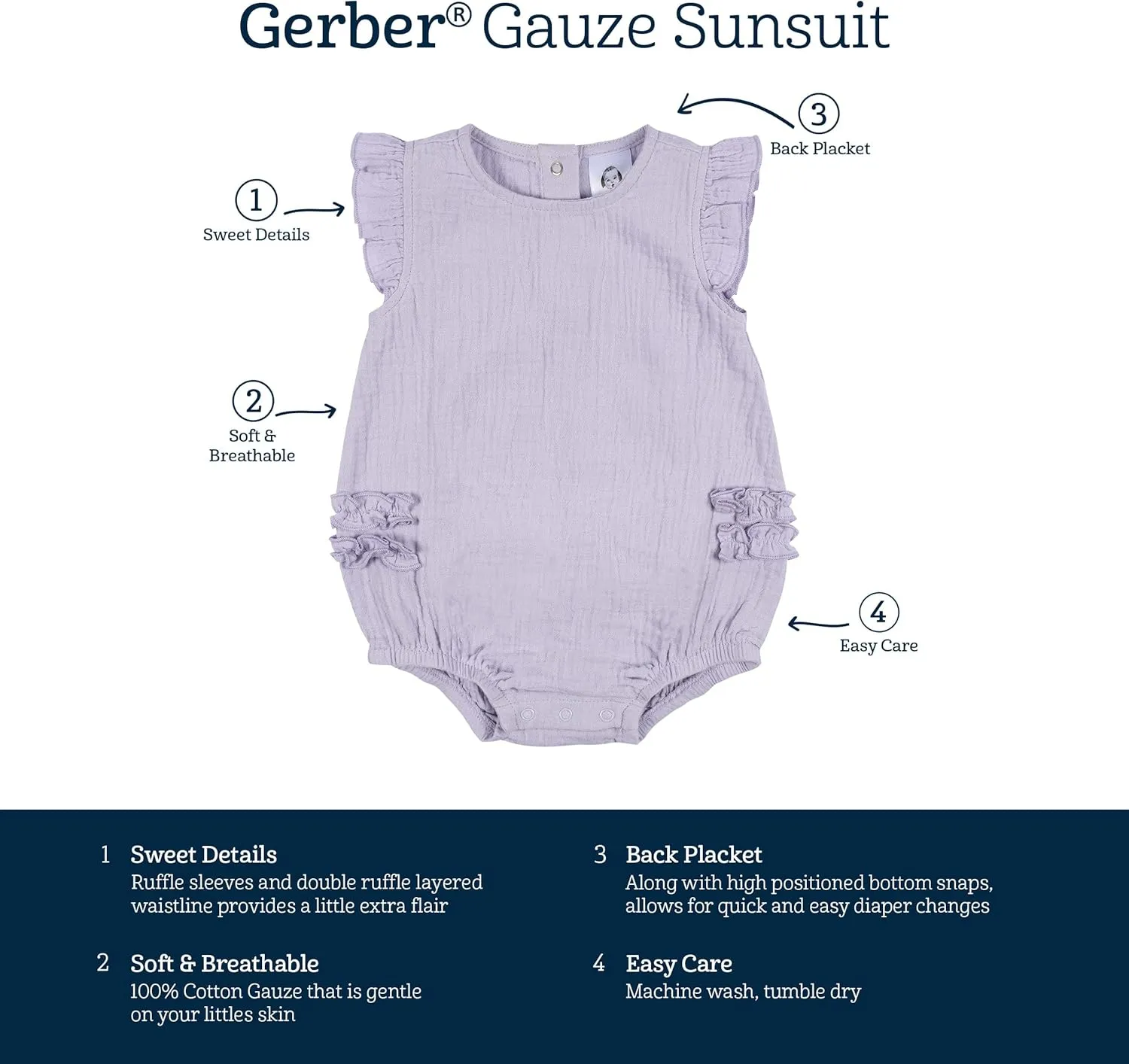 Gerber Baby Girls' Sleeveless Ruffle Romper