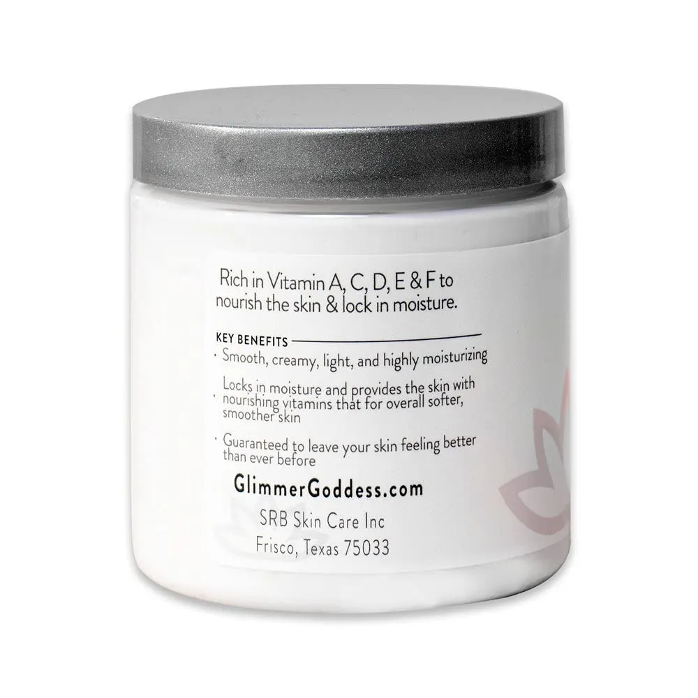 GLIMMER GODDESS Organic Whipped Body Butter- Lemon Cream, Vegan, 24 Hr Hydration, Less Stretch Marks, All Skin Types, Child-Safe, Organic, 8 oz