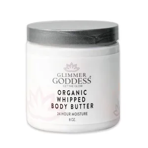 GLIMMER GODDESS Organic Whipped Body Butter- Lemon Cream, Vegan, 24 Hr Hydration, Less Stretch Marks, All Skin Types, Child-Safe, Organic, 8 oz