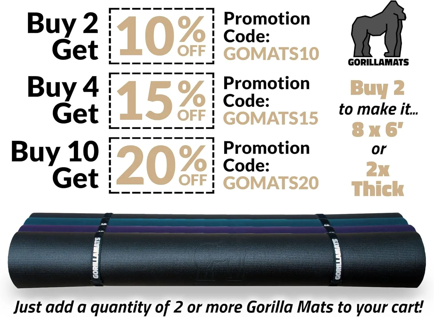 Gorilla Mats Premium Large Yoga Mat – 6' x 4' x 8mm Extra Thick & Ultra Comfortable, Non-Slip Barefoot Exercise Mat – Works Great on Any Floor for Stretching, Cardio or Home Workouts