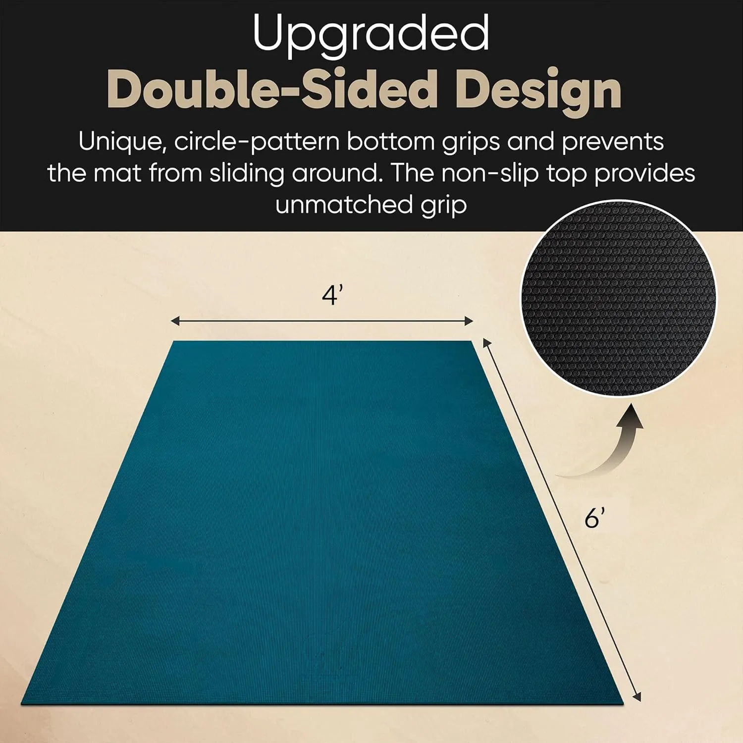 Gorilla Mats Premium Large Yoga Mat – 6' x 4' x 8mm Extra Thick & Ultra Comfortable, Non-Slip Barefoot Exercise Mat – Works Great on Any Floor for Stretching, Cardio or Home Workouts