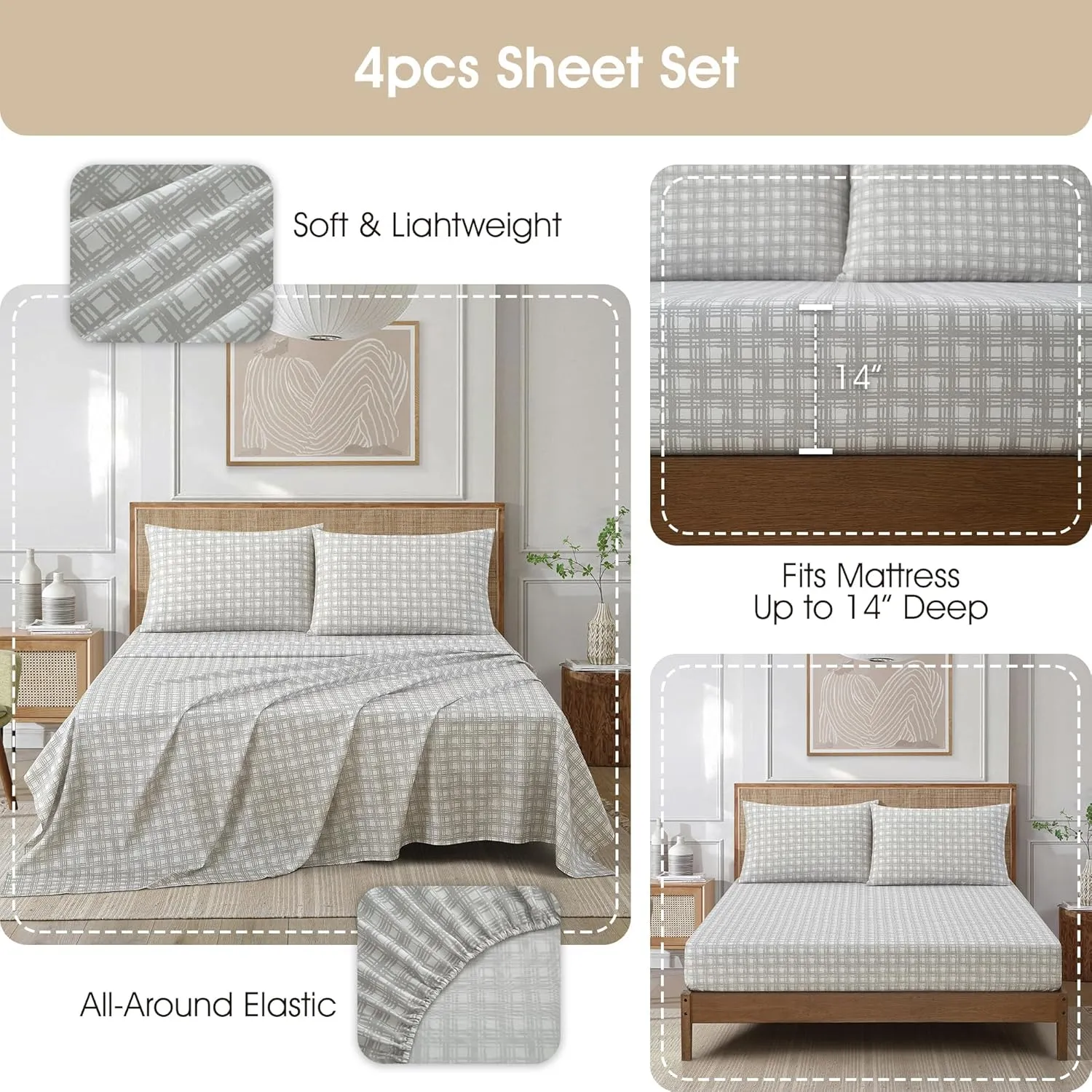Grand Avenue 14 Piece Grey Comforter Set, California Size Jacquard Bedding Set, All Season Paisley Bedding Set, Matching Pillows, Shams, Bed Skirt