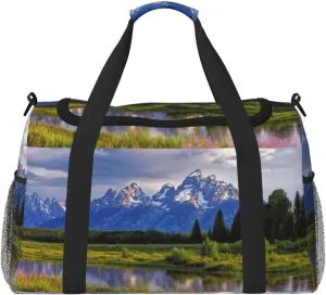 Grand Teton National Park Travel Duffel Bag Lightweight Waterproof Carry On Tote Bag Foldable Weekender Overnight Bags Sport Gym Bag For Women Men