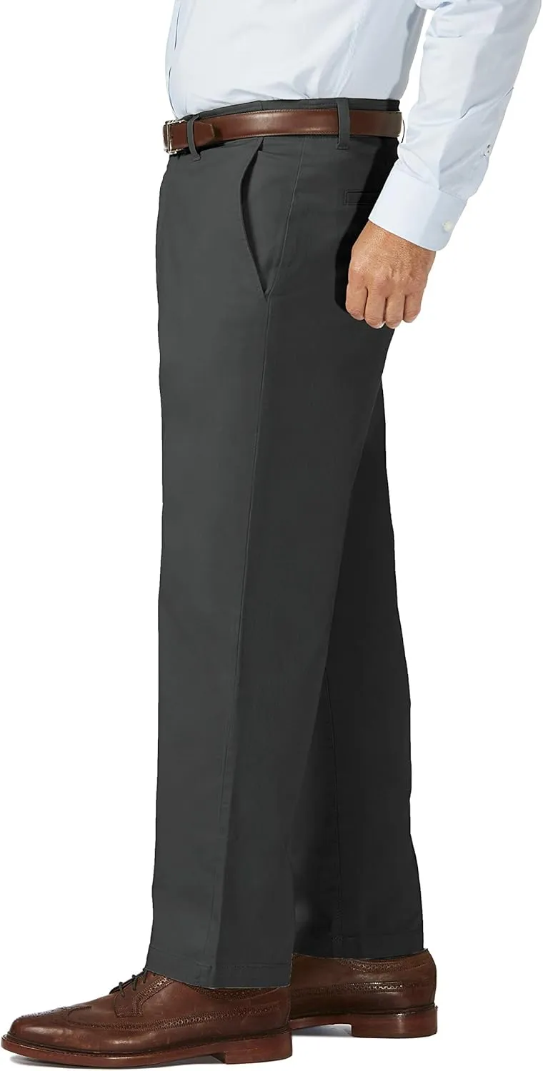 Haggar Men's Comfort Classic Fit Flat Front Flex Waistband Khaki Pant Reg. and Big & Tall Sizes