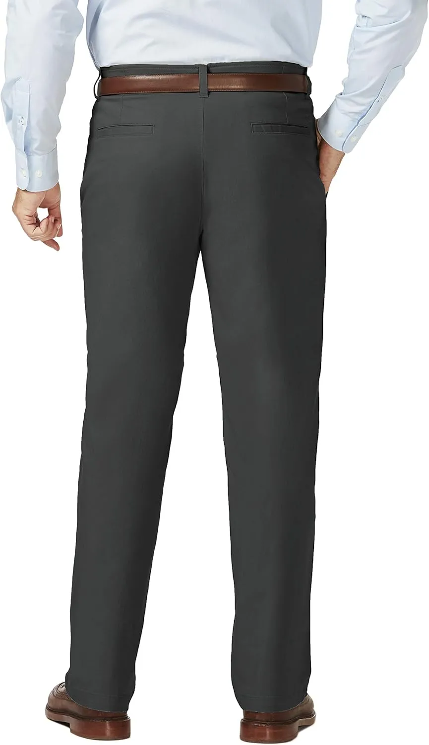 Haggar Men's Comfort Classic Fit Flat Front Flex Waistband Khaki Pant Reg. and Big & Tall Sizes