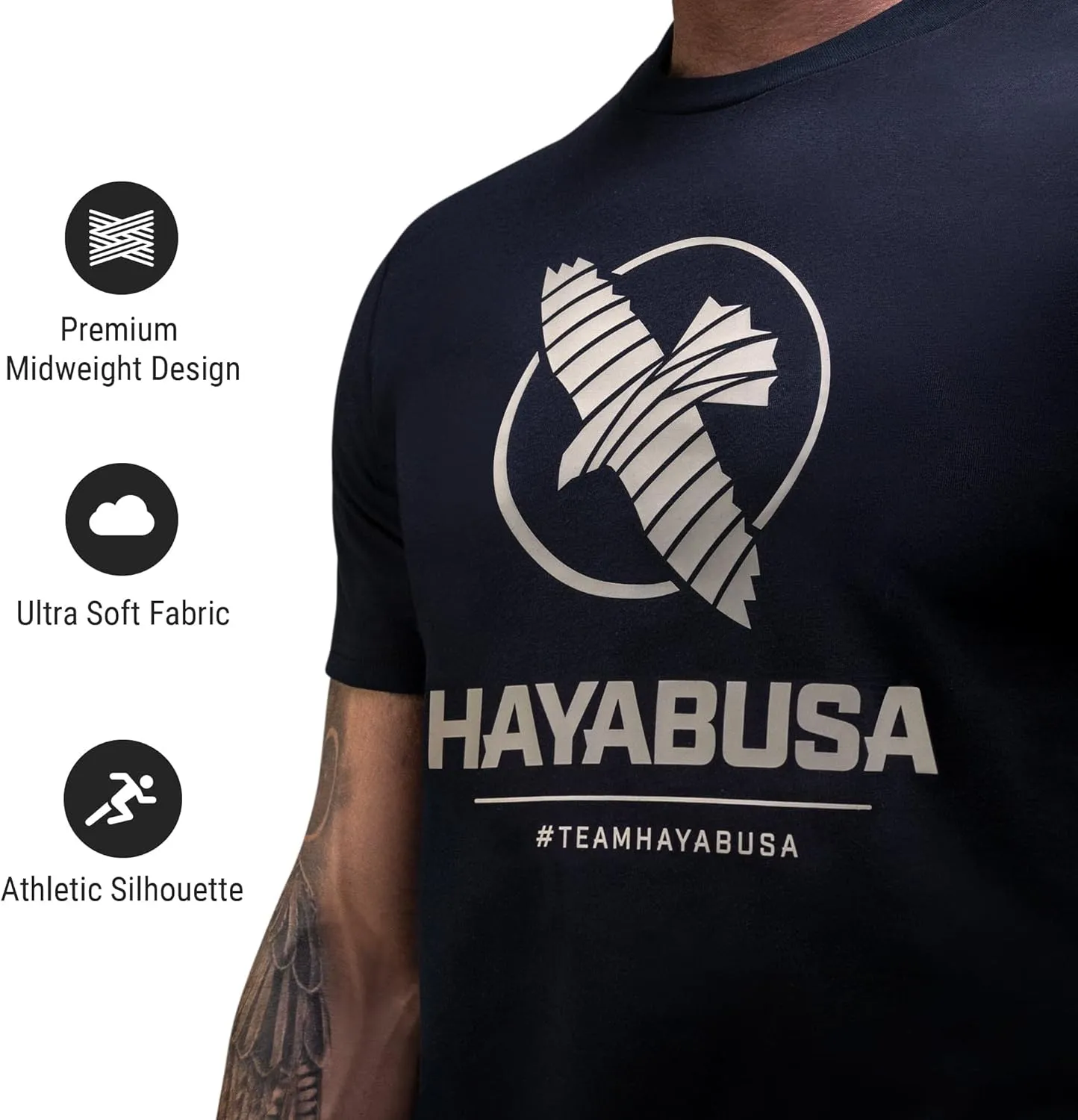 Hayabusa Men's VIP T-Shirt - Logo Graphic, Cotton Blend, Athletic Cut