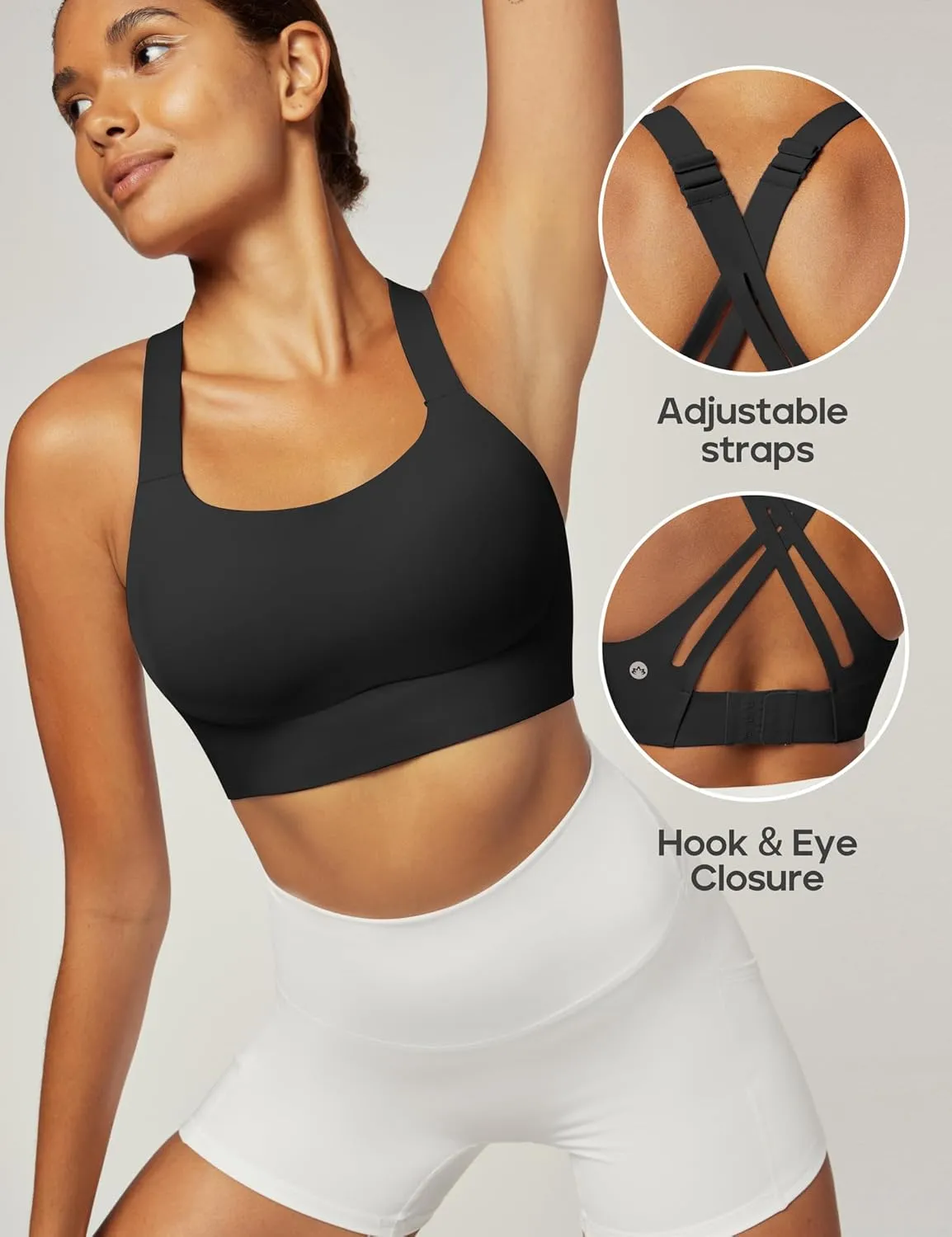 Heathyoga Medium-High Support Sports Bras for Women Molded Cup Adjustable Strappy Sports Bra Supportive Bras for Yoga