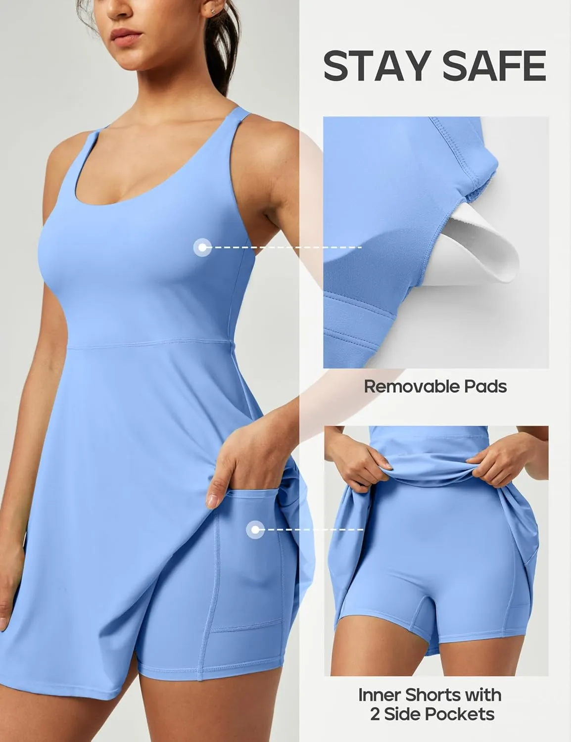 Heathyoga Tennis Dresses for Women Athletic Dress with Shorts Underneath Workout Dress with Pockets Summer Golf Outfits