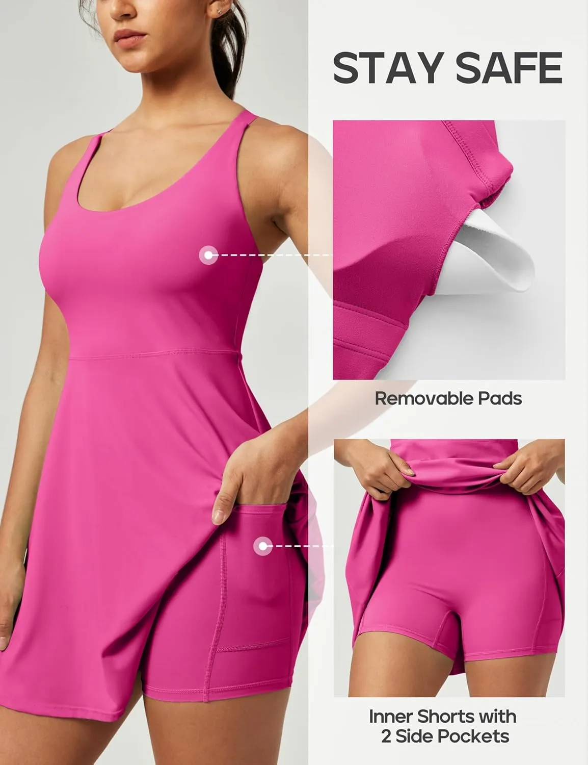 Heathyoga Tennis Dresses for Women Athletic Dress with Shorts Underneath Workout Dress with Pockets Summer Golf Outfits