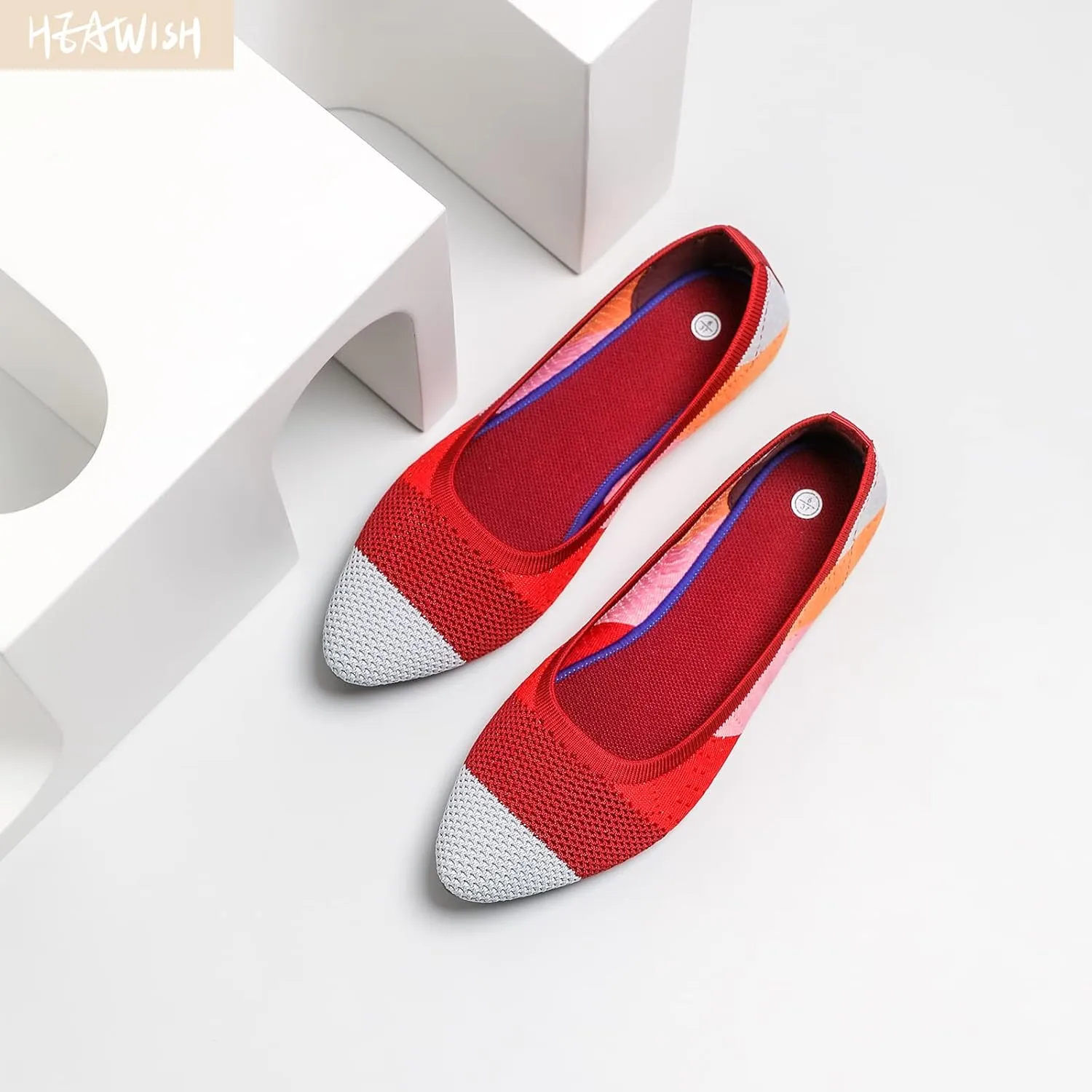 HEAWISH Women’s Ballet Flat Flats Shoes Comfortable Mesh Pointed Toe Slip On Dress Shoes