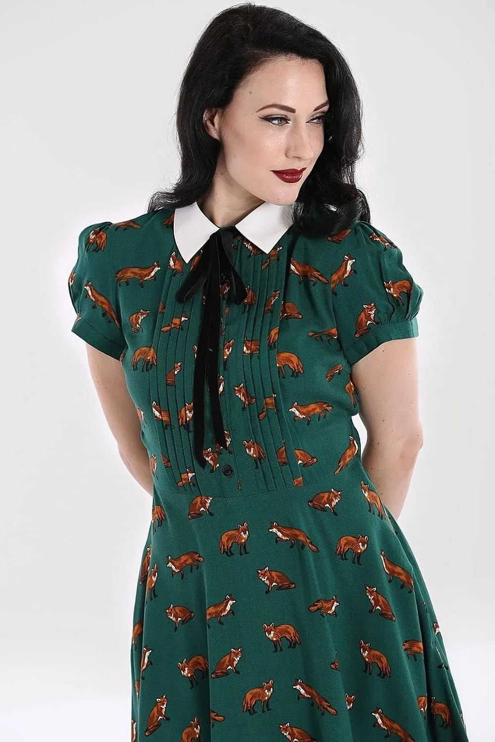 Hell Bunny Vixey Fox Print Retro Style Tea Dress