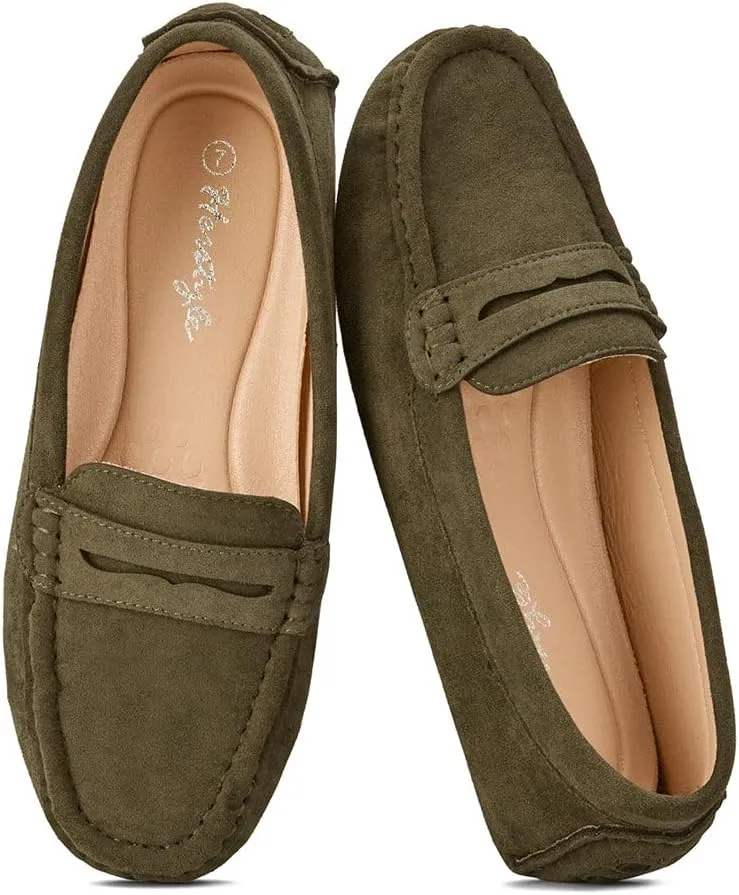 Herstyle Women's Penny Loafers, Slip On Flats for Business & Work, Comfortable Driving Moccasins with Cushioned Footbed, Lightweight Dressy Shoes for Women (Trendy 2025)