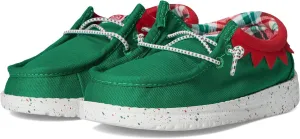 Hey Dude Kids Wally Holiday ELF (Toddler) - Loafers for Kids - Canvas Upper - Elastic Laces - Cotton Lining