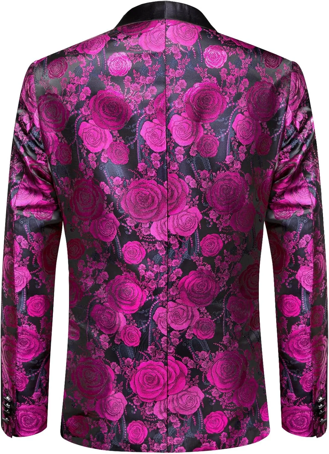 Hi-Tie Stylish Men Suit Jacket Blazer Shawl Lapel One Button Slim Fit Long Sleeve Jacket Tuxedo Party Dinner