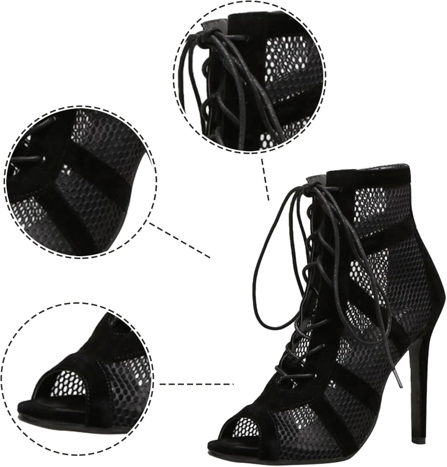High Heels for Women Peep Toe Summer Booties Breathable Mesh Sandals Classic Gladiator Sandals Strappy Dress Shoes